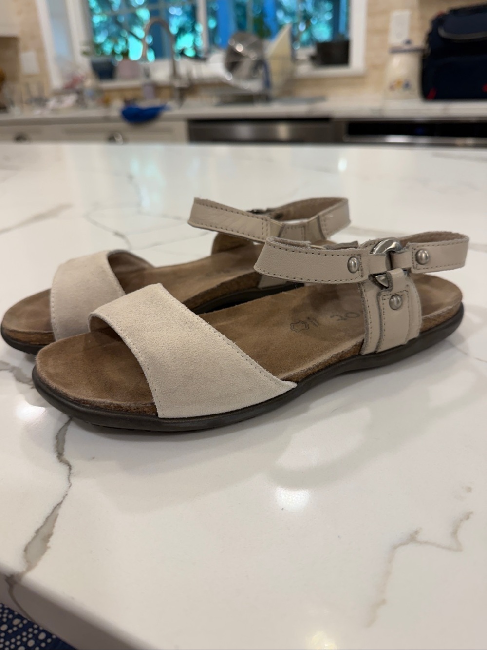 Naot Women's Cream Suede Open-Toe Ankle-Strap Sandals